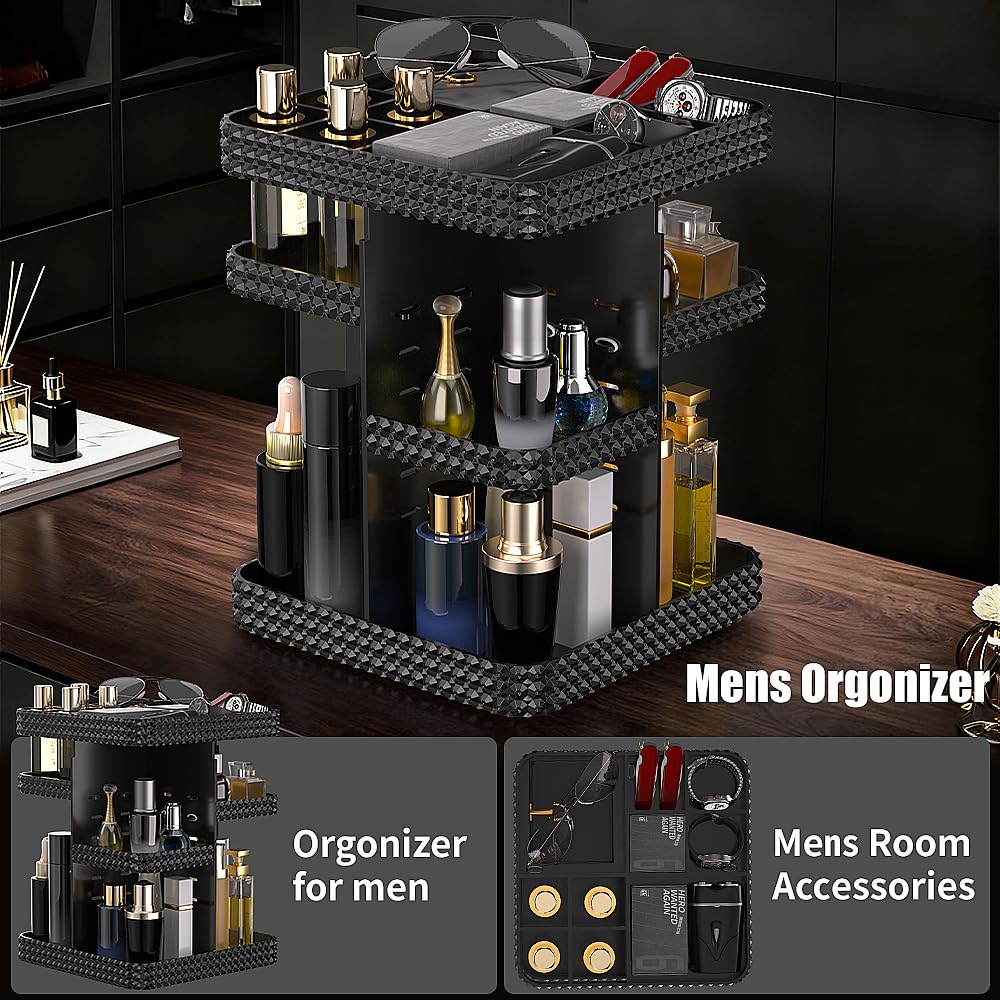 Famitree Makeup Perfume Organizer - 360 Rotating Acrylic Cosmetic Storage Make Up Organizer with Lazy Susan for Vanity & Dresser Countertop (Purple)