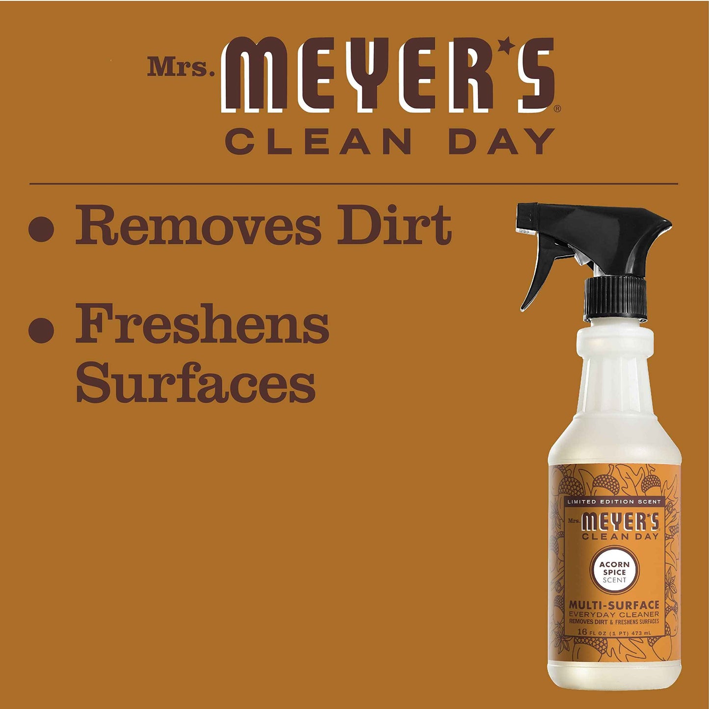 MRS. MEYER'S CLEAN DAY All-Purpose Cleaner Spray, Limited Edition Acorn Spice, 16 fl. oz - Pack of 3