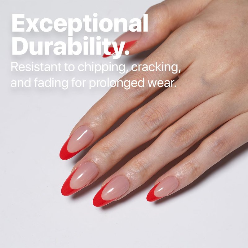 French Tip Press On Nails - Red Series Medium Almond Fake Nails | 150PCS, 15 Sizes, 5 Styles, Beginner-Friendly