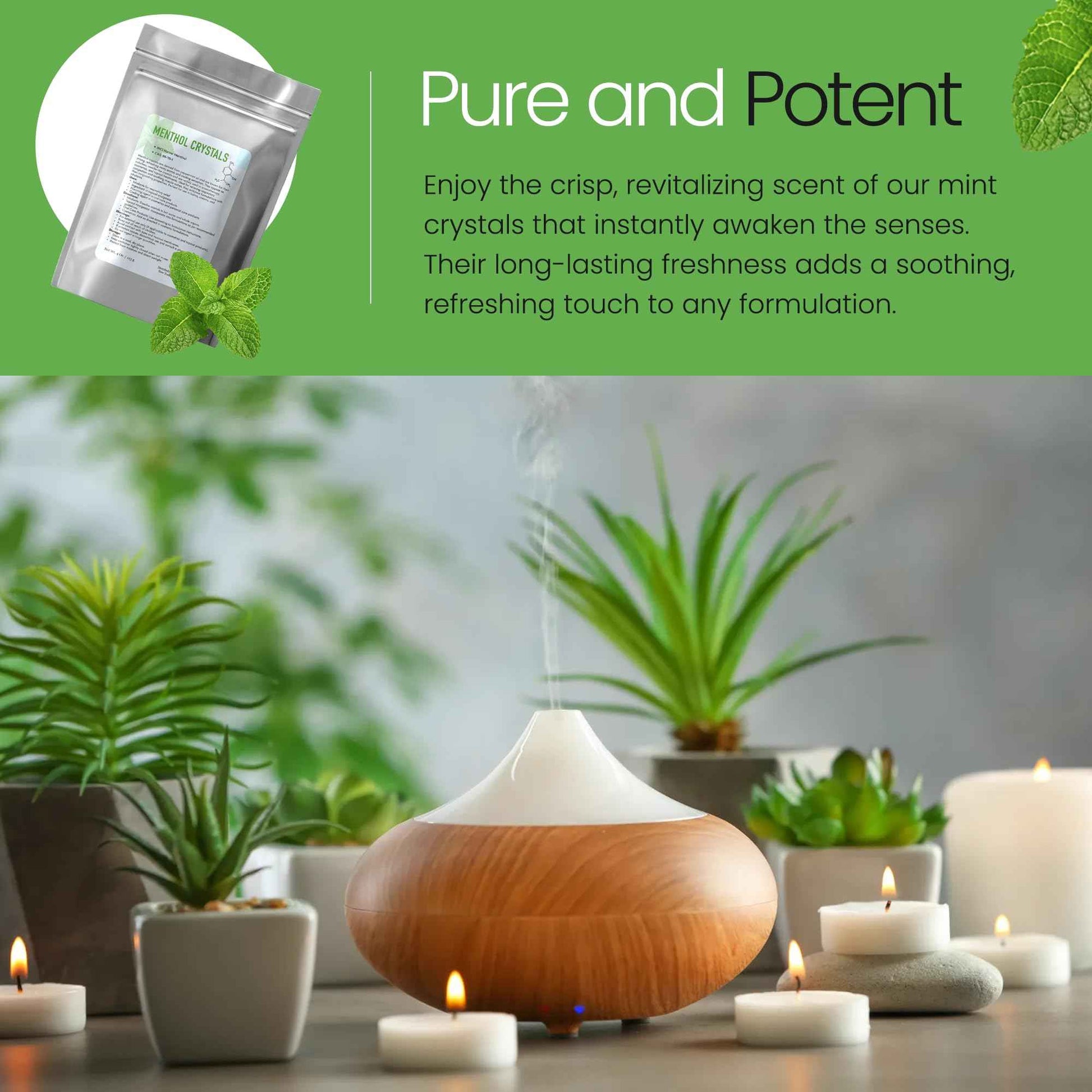 Menthol Crystal Cosmetic Grade - 8 Oz / 226 Grams - Menthol Crystals Organic 100% Pure Peppermint Extract for DIY Cosmetics - Menthol Crystals for Shower Steamers,Creams & Soaps by Talsen Chemicals