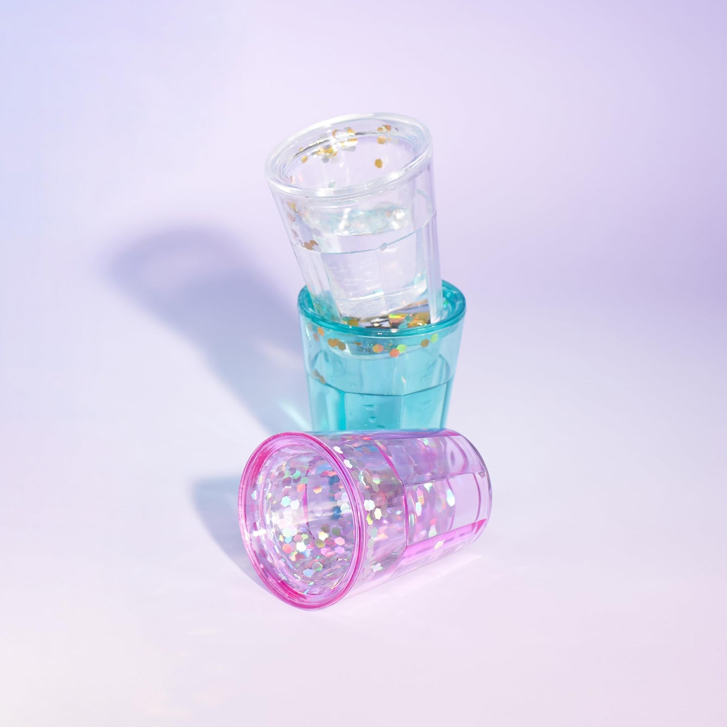 Blush Mermaid Glitter Fun Shot Glasses Set, Shooter Cups for Hosting Birthday Bachelorette, Party Essentials, Outdoor, 1.5 oz, Set of 3, Multicolor