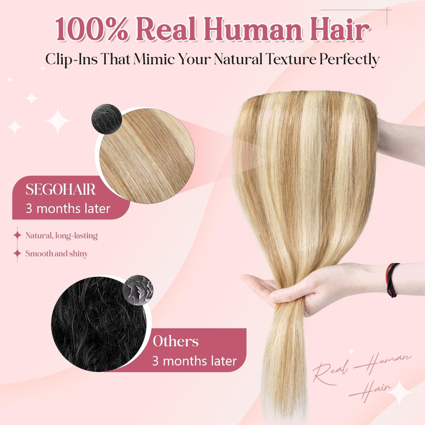 SEGOHAIR Clip In Hair Extensions for women One Piece 5 Clips Real Human Remy Hair Extension Long Straight Hairpieces for women 16 Inches #02 Dark Brown