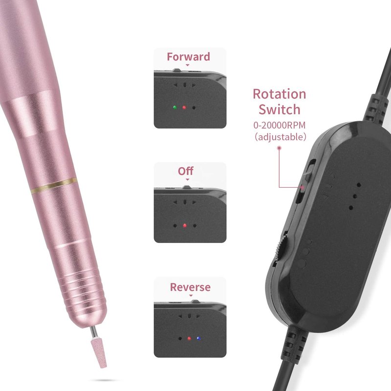 DMD Portable Electric Dip Nail Drill Kit Hinder Professional Nail Drill 20000 RPM USB Machine for Acrylic Nails Removal with One Ceramic Burr and 100 Pcs Sanding Bands