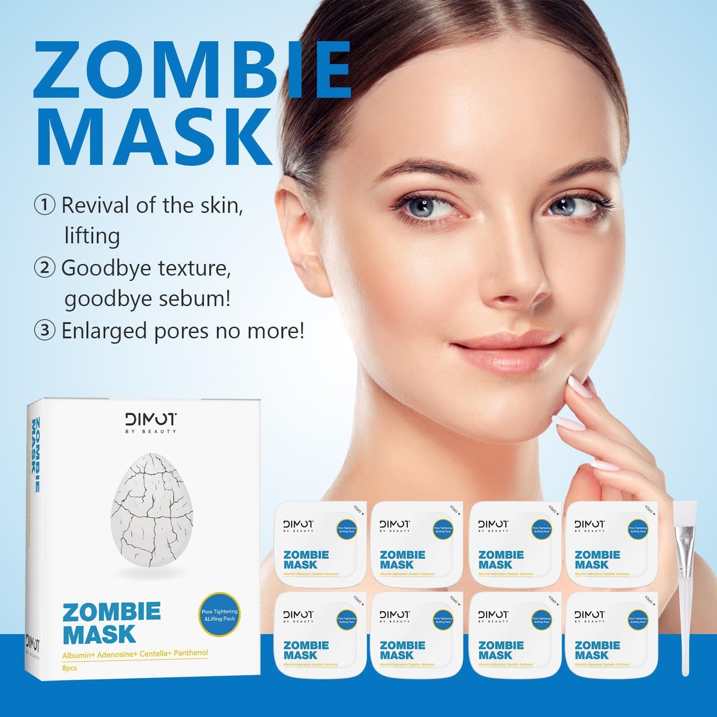 2PCSZombie Mask,Zombie Facial Mask, Zombie Face Mask, Hydrating Skincare Face Mask, Pore Tightening & Lifting Deep Cleansing Clay Mud Mask (2Box)