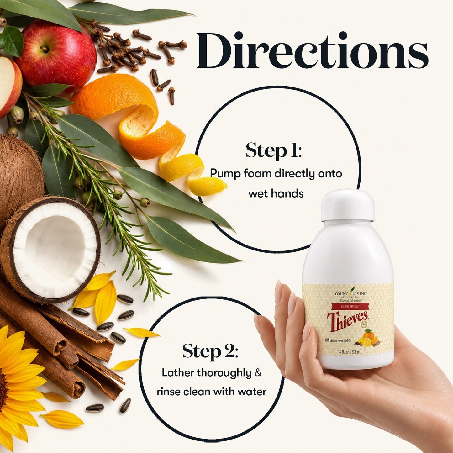 Thieves Foaming Hand Soap with Aloe & Ginkgo Biloba | Gentle, Plant-Based Formula for Moisturizing & Thorough Cleaning | Infused with Young Living's Thieves Premium Essential Oil Blend for Soft Skin