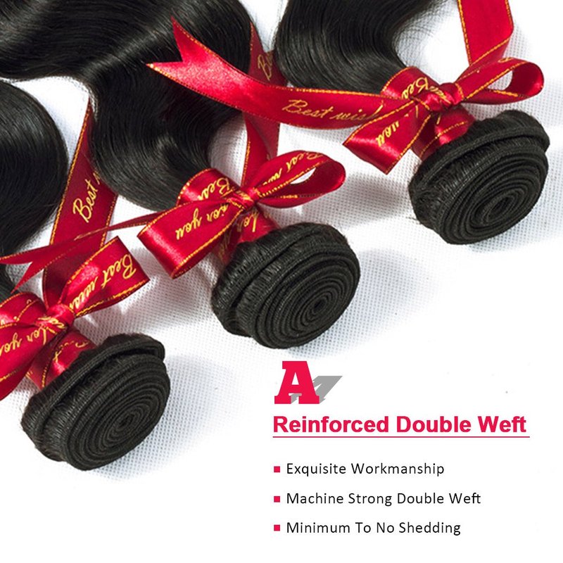 Brazilian Body Wave Virgin Hair Extensions - 7A Grade Unprocessed Natural Black | 12 Inch Bundle