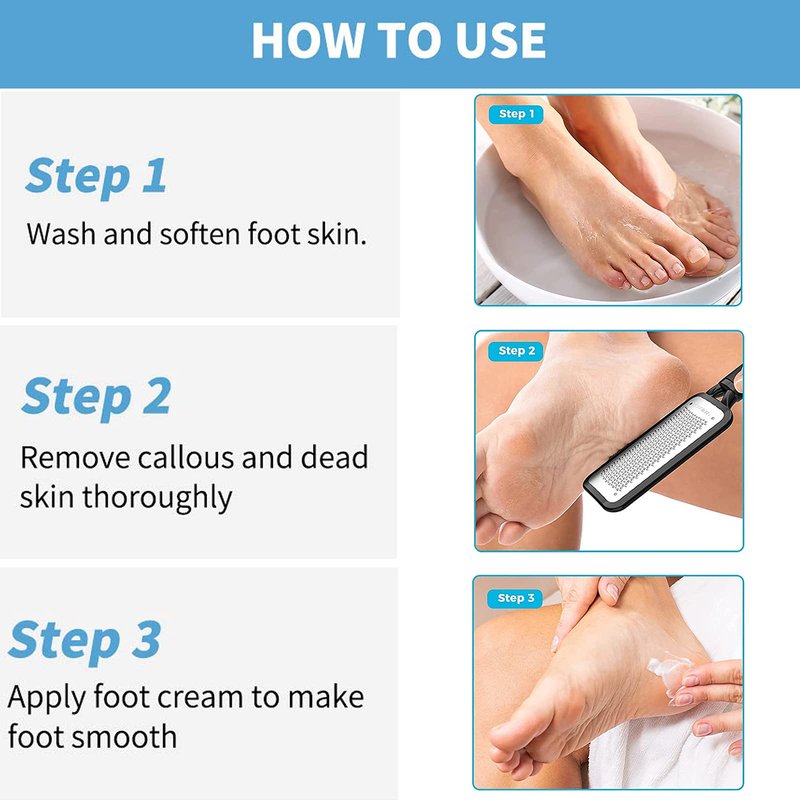 Colossal Foot Rasp Foot File and Callus Remover, Best Foot Care Pedicure Metal Surface Tool to Remove Hard Skin, Can be Used on Both Wet & Dry feet, High Grade Stainless Steel File - Black