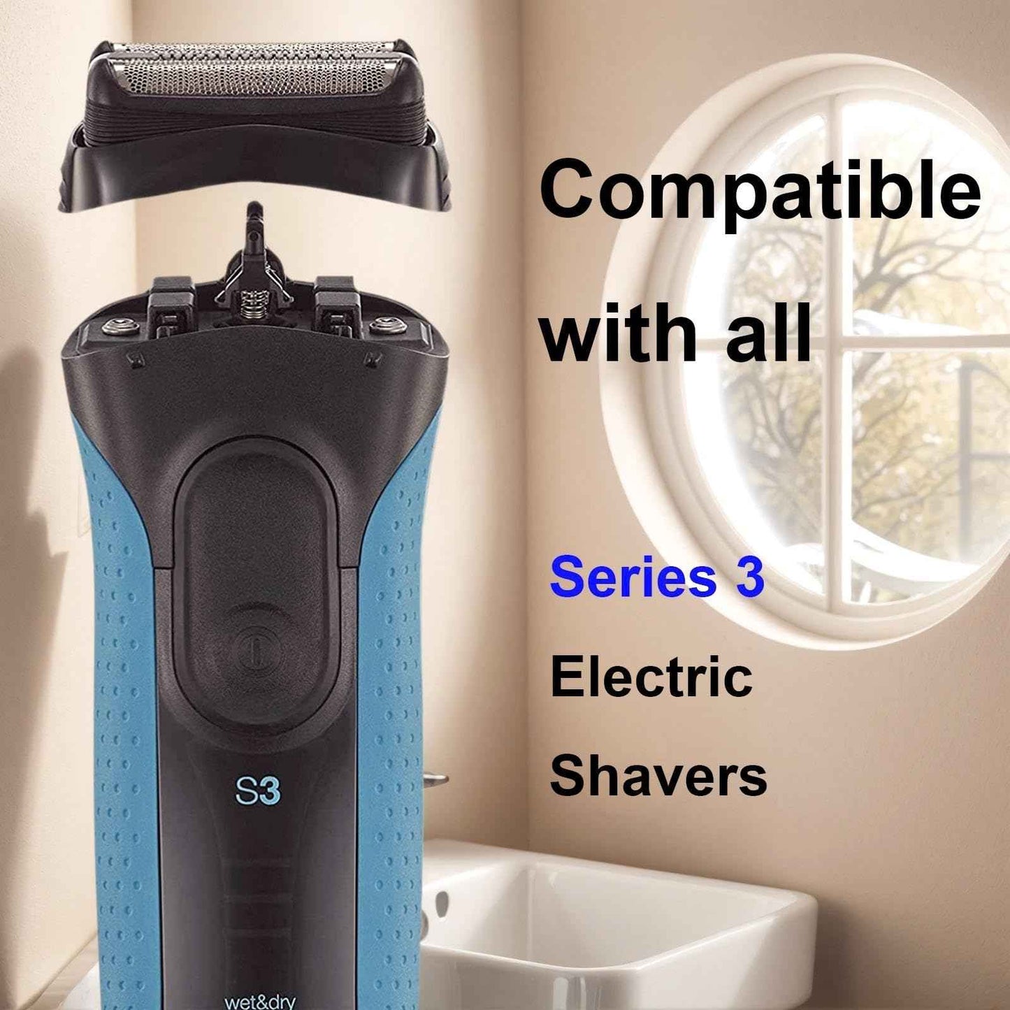 Series 3 Replacement Head for Braun Electric Shaver -21B- Compatible with Braun Electric Razors 300s, 310s, 3010BT (1 Pack)