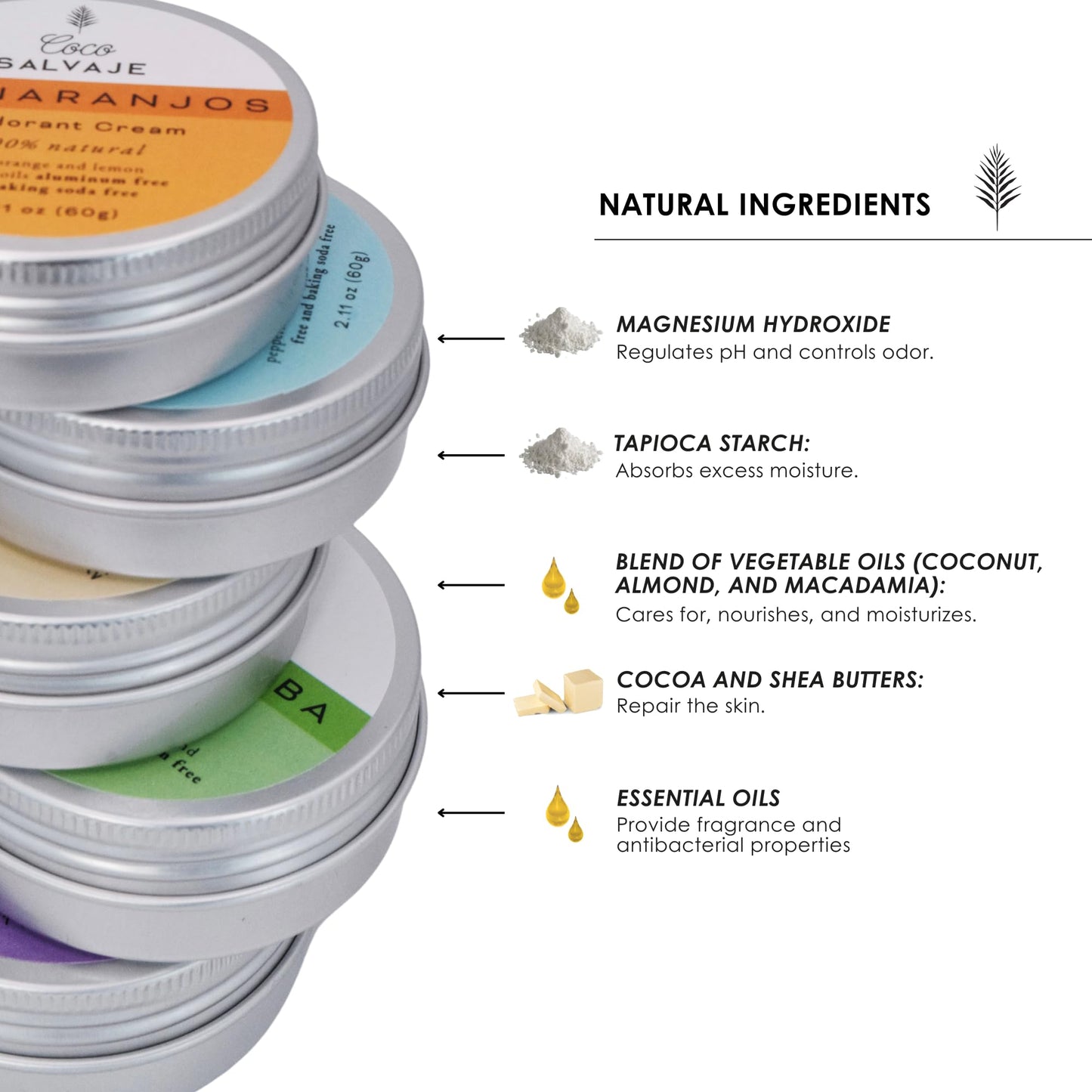 COCO SALVAJE Natural Deodorant for Women & Men | Aluminum Free Deodorant with Magnesium | Non toxic, Vegan, Hypoallergenic and Pregnancy Safe | Organic Ingredients | 2.11oz (GALERAZAMBA (Lemongrass))