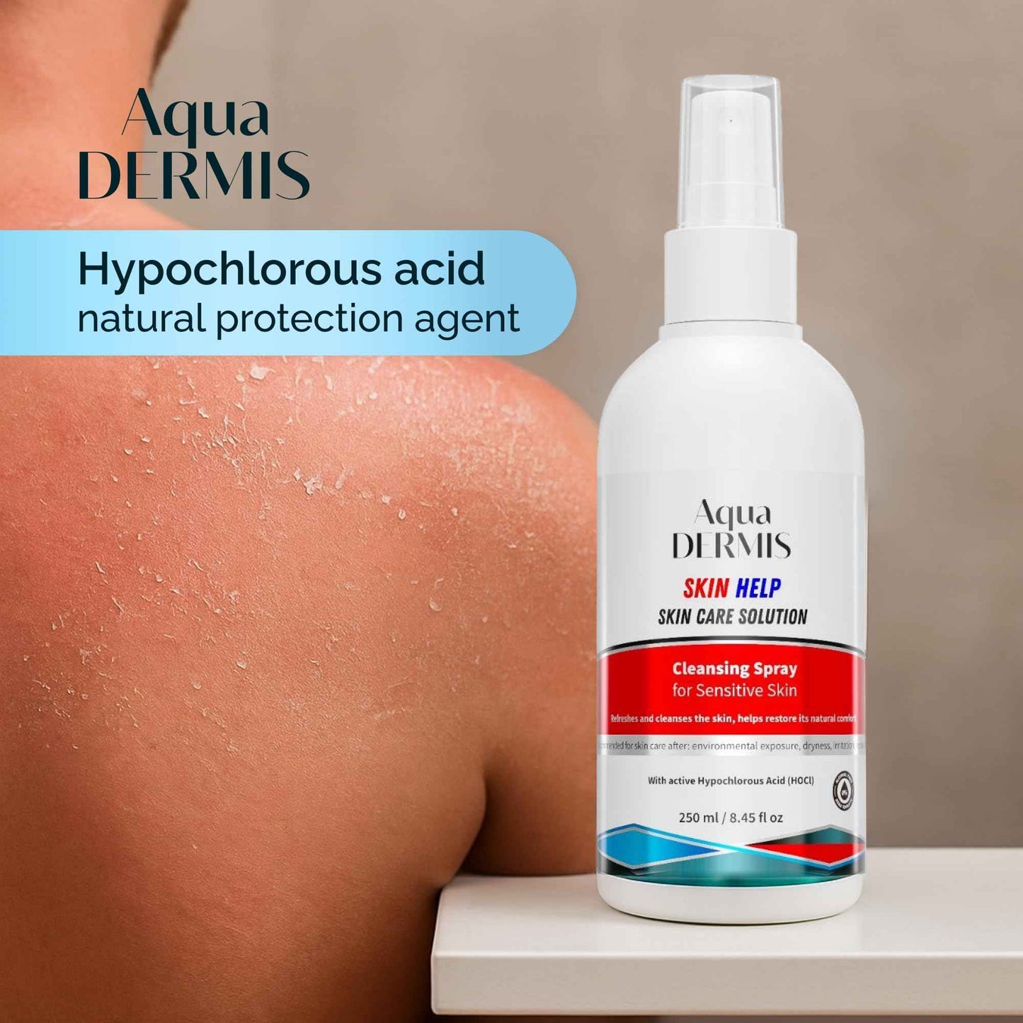 AquaDERMIS Skin Recovery Mist – Hypochlorous Acid Spray for Sensitive and Redness-Prone Skin – pH-Balanced, Alcohol-Free HOCl Facial Toner & Spray for Acne, Eczema, Aftercare – 45 fl oz (250ml)