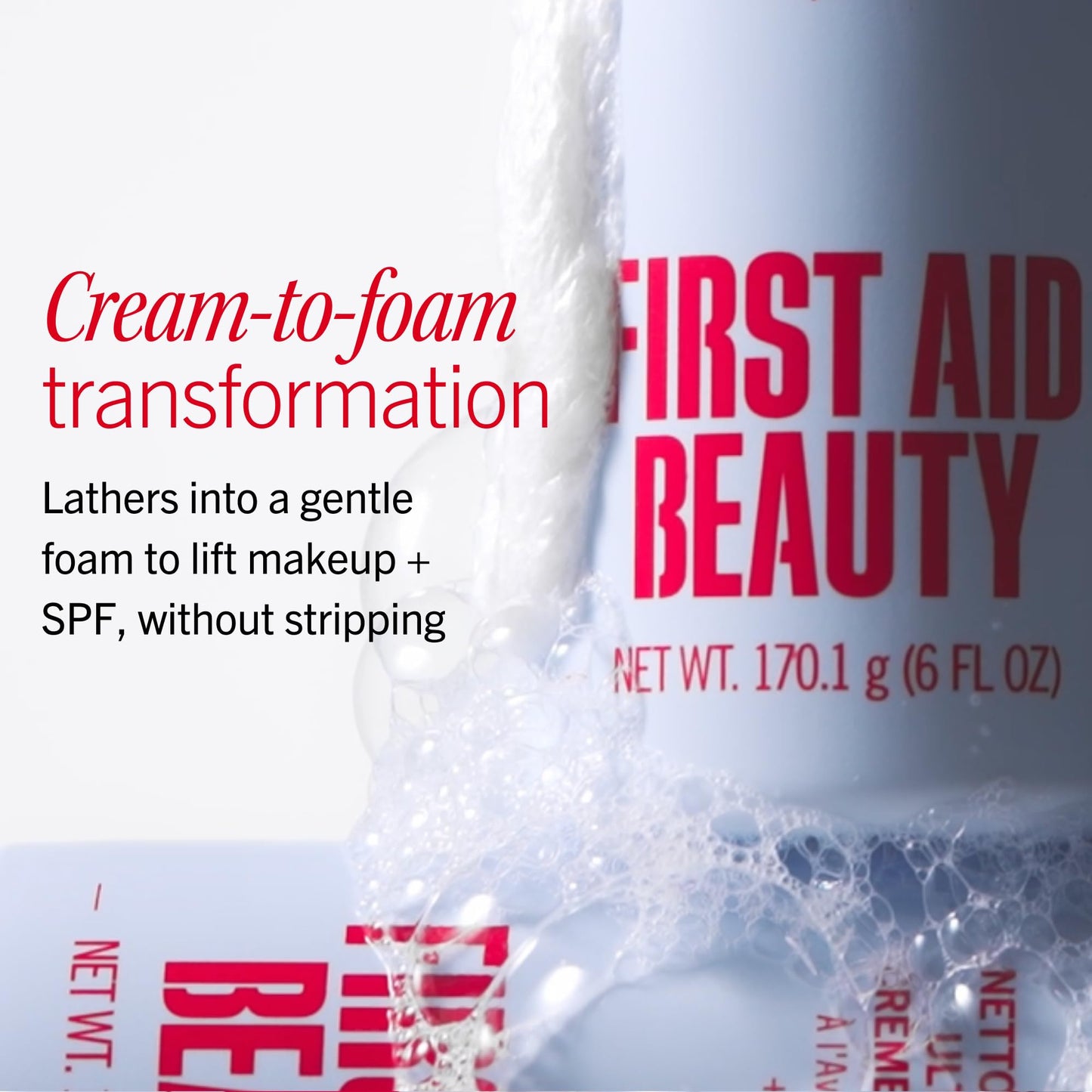 First Aid Beauty Ultra Gentle Cream-to-Foam Facial Cleanser, Fragrance Free Makeup Removing Face Wash with Colloidal Oatmeal & Glycerin, Sensitive & Acne-Prone Skin, 10 oz