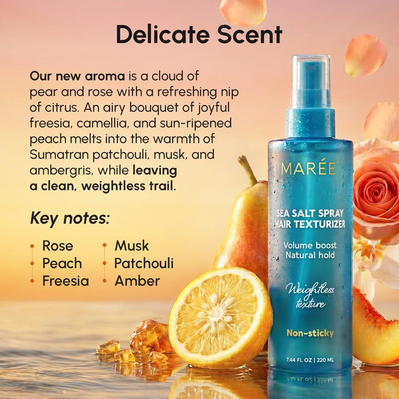 MAREE Texture Spray for Hair Women – Sea Salt Spray with Keratin, Vitamin B5 & Plant Proteins Hairspray – Flexible Hold Non-Sticky Texturizing Spray – Sea Salt Hair Spray Natural Volume & Beach Waves