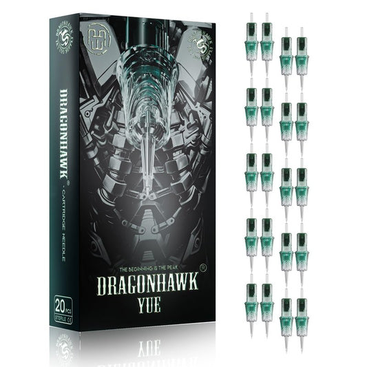 Dragonhawk Yue Professional Tattoo Needles - 20Pcs 1018RL Round Liner Tattoo Cartridges 0.3MM Precise Line Work for Tattoo Artists Disposable Needles