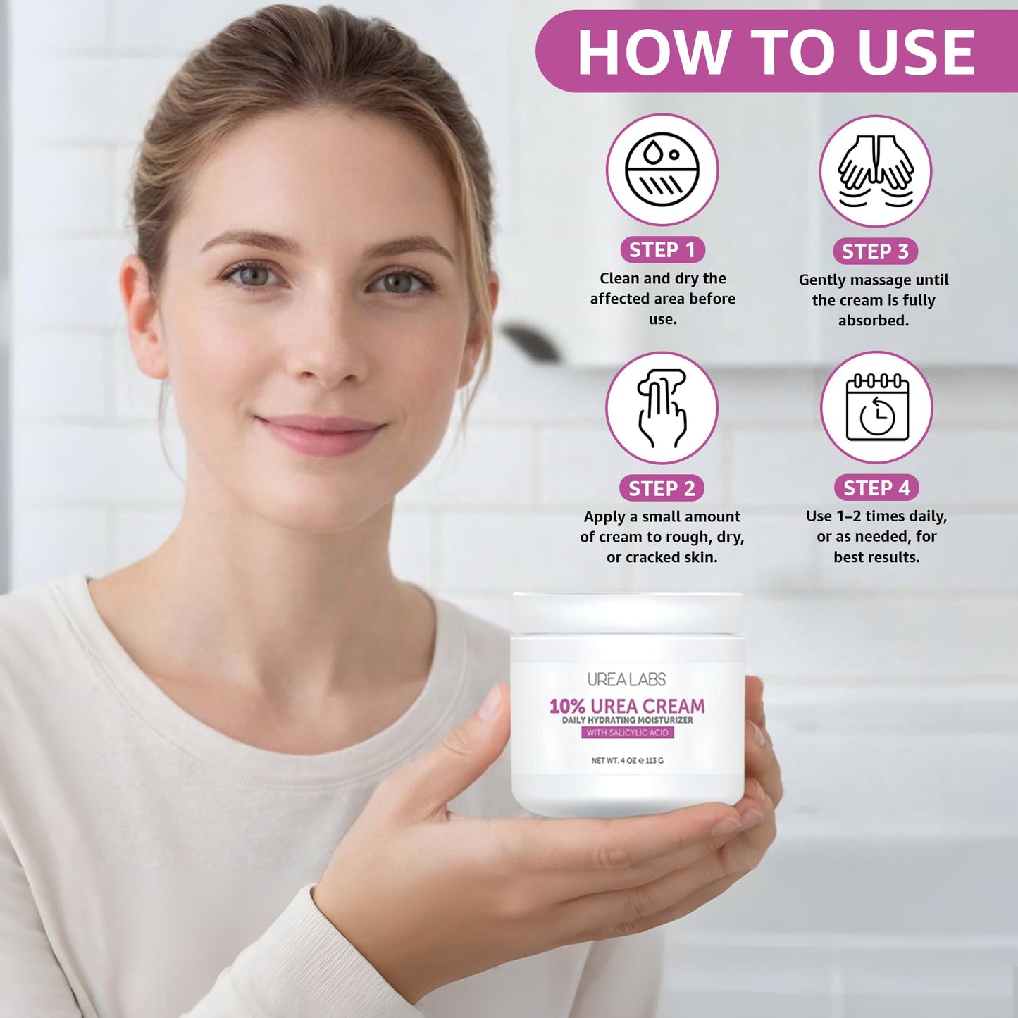 UREA LABS 10% Urea Cream with Aloe Vera, Jojoba Oil and Salicylic Acid - 150ml Hydrating Moisturizer for Dry, Chapped Hands, Feet, Face & Body - Repairs, Soothes & Nourishes Rough, Dry Skin - 4 Oz