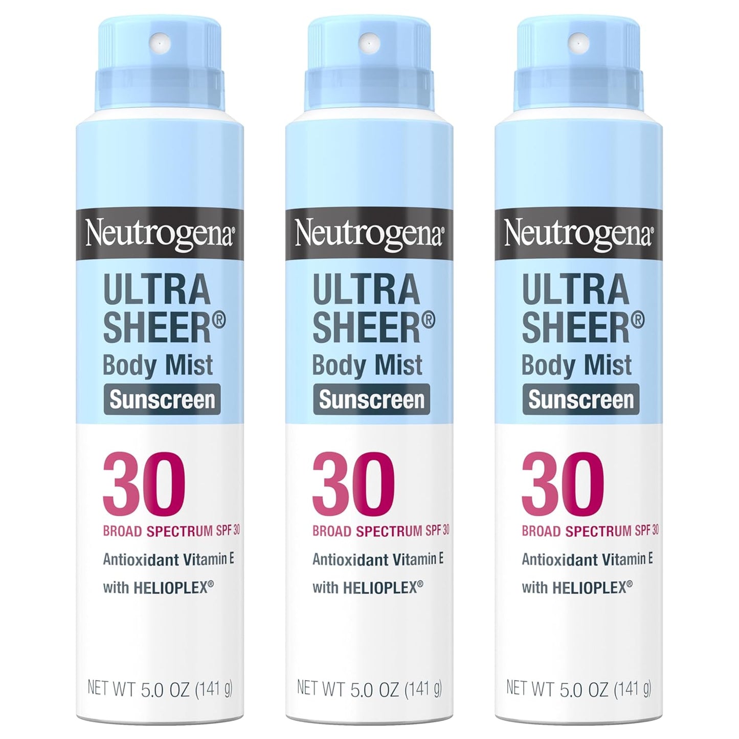 Neutrogena Ultra Sheer Sunscreen Spray SPF 30 - Lightweight, Non-Greasy UVA/UVB Protection | 5 oz, Pack of 3