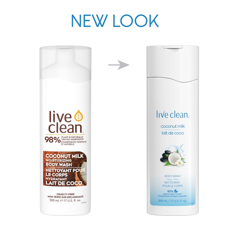 Live Clean Body Wash, Moisturizing Coconut Milk, 17 Oz