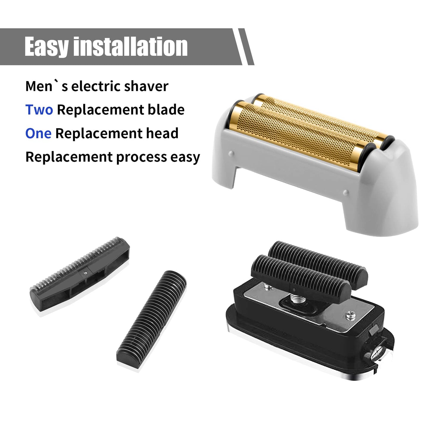 2 Pack Pro Shaver Replacement Foil and Cutters Compatible with Andis ProFoil Lithium foil Shaver, Golden