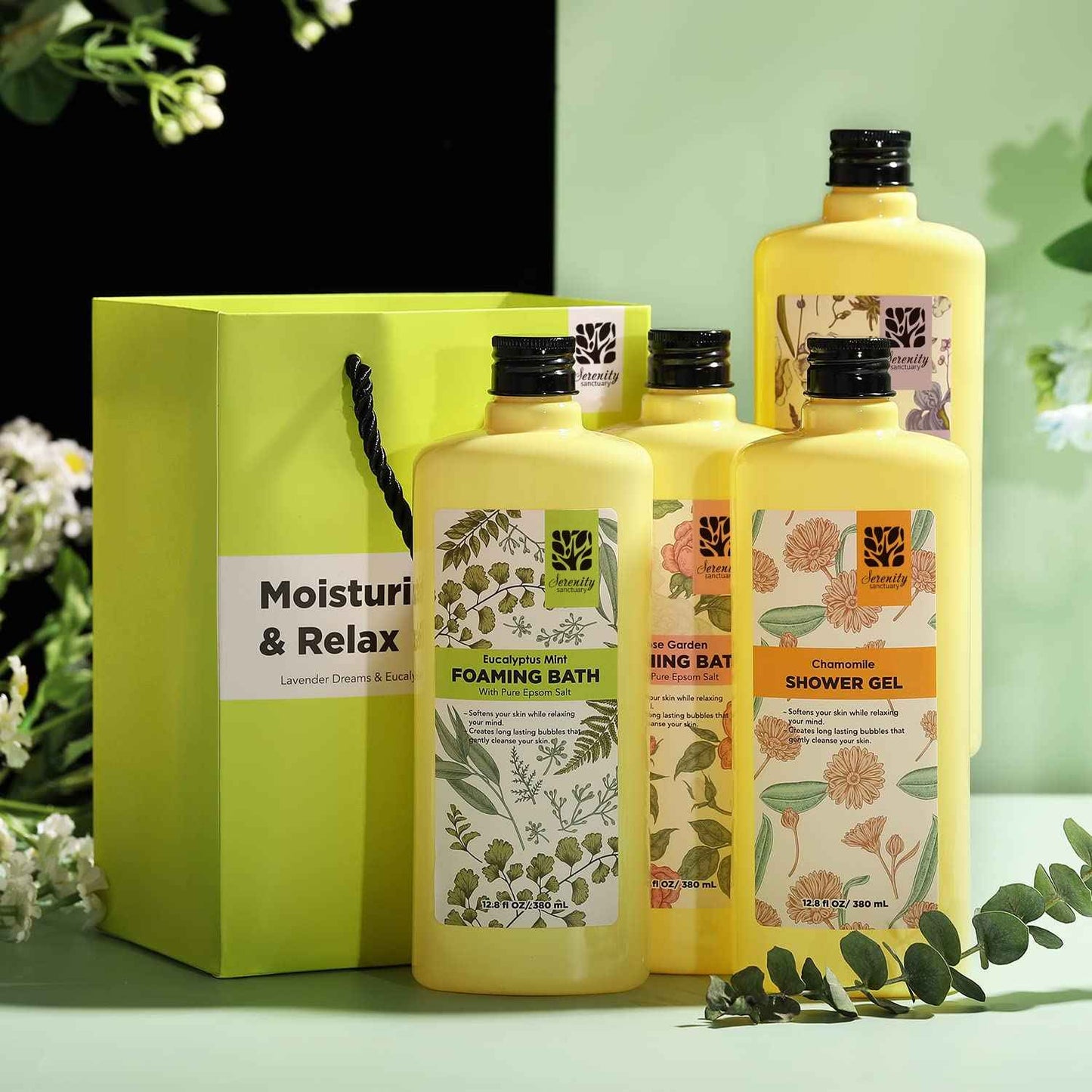 Bubble Bath for Women Adults, Scented Bubble Bath Gift Set for Women, 51.2 fl oz (Pack of 4), with Shower Gel, Ladies Foaming Bath Variety, Mother's Day Gift for Mom