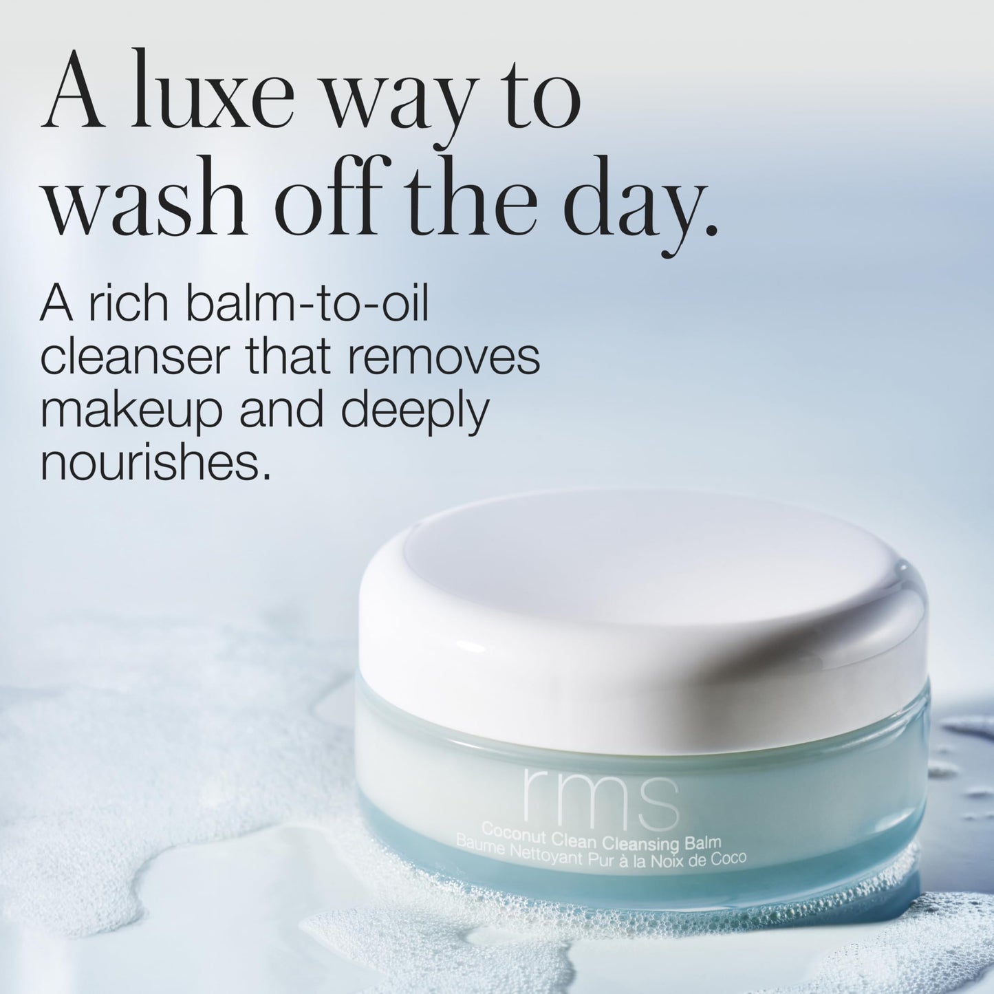 RMS Beauty Coconut Clean Cleansing Balm - Hydrating Makeup Remover & Face Wash - Melting Balm to Oil with Vitamin C & Kakadu Plum - 1.76 oz