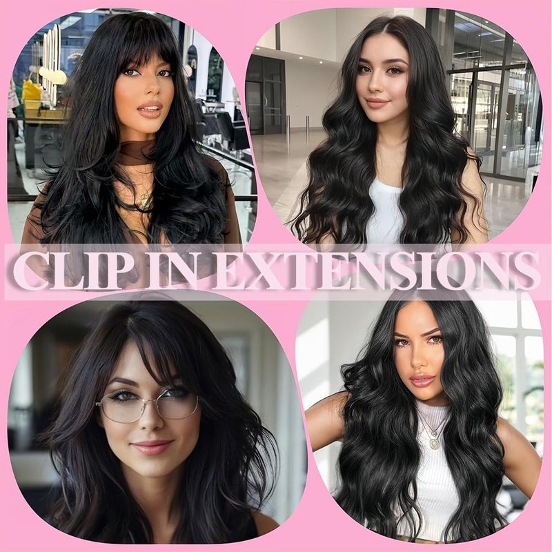Clip in Hair Extensions Real Human Hair, 7Pcs 16 Inch Double Weft Seamless Invisible Human Hair Clip in Extensions, 85g Natural Black Straight Human Hair Extensions 100% Brazilian Remy Human Hair