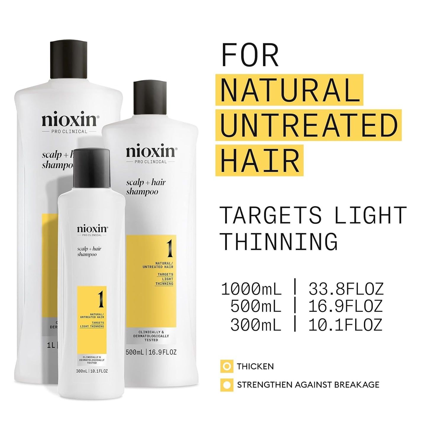 Nioxin Scalp & Hair Thickening Shampoo - Natural Hair Care | Strengthens Against Breakage with Niacinamide & Biotin