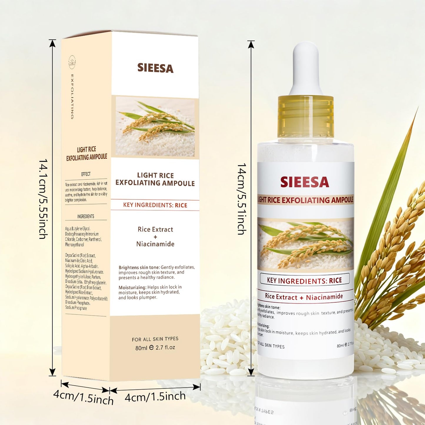Rice Peel Shot,Peel Shot Glow Rice Ampoule Duo, White&Black Rice Exfoliant,Removes Dead Skin and Blackheads,Niacinamide Controls Oil Salicylic Acid Gentle Pore Clean, For Various SkinS(5.4 fl oz)