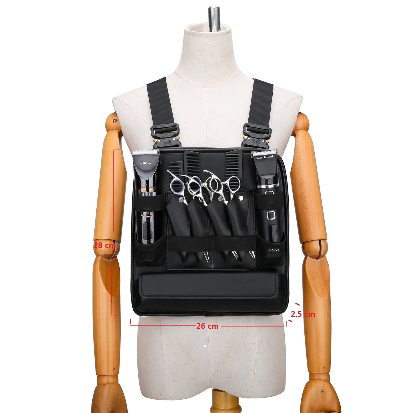 Muserise Leather Fashionable & Functional Chest Rig Bag for Barbers, Stylish Haircut Tools Storage Chest Bag for Barber (Cream)