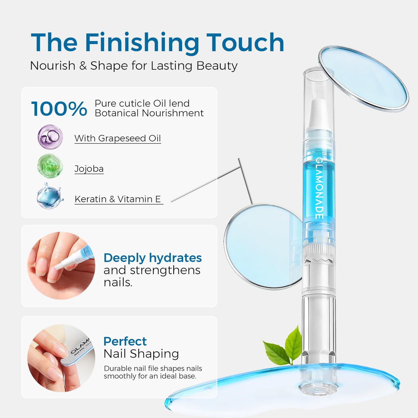 Glamonade Complete Cuticle Remover Kit – Fast & Gentle Professional Cuticle Care Set w/Remover Gel & Oil Pen, Cuticle Nipper, 2 Pushers, Nail Brush, File & Buffer for Manicure Pedicure, DIY