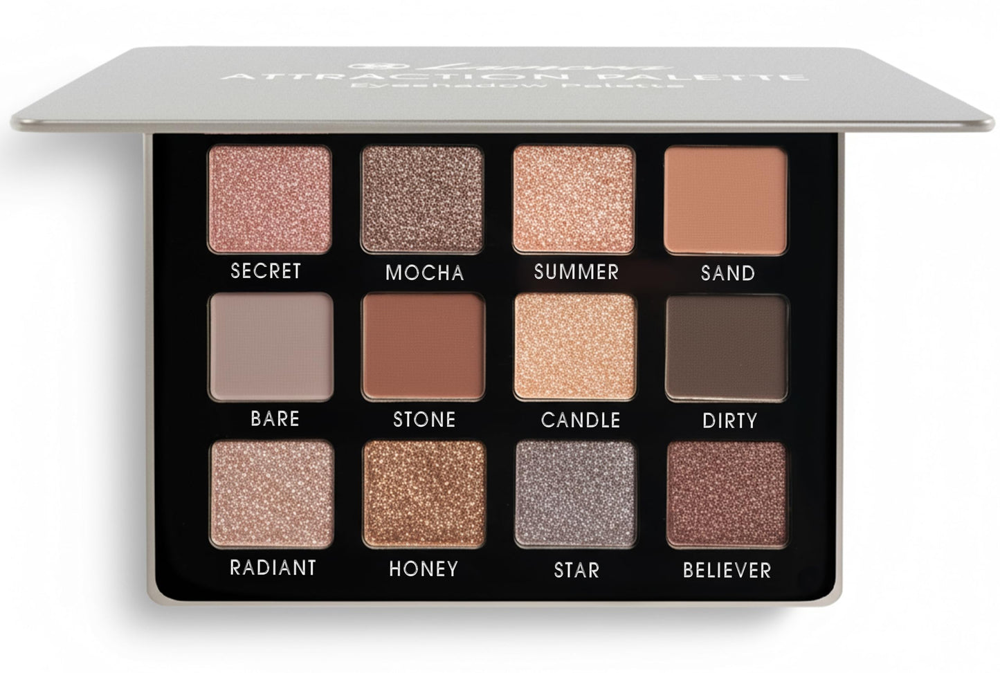 Lamora Attraction Eyeshadow Palette - Soft Warm Brown Shimmer Matte Shades