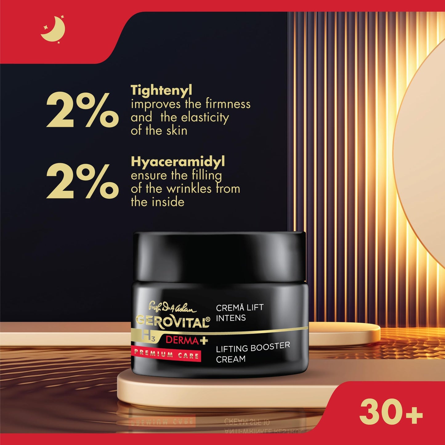 Gerovital DERMA+ Premium Care, Intense Lift Effect Face Cream, Advanced Lifting Formula, Moisturizes, Improves Firmness & Elasticity for Mature Skin, 50 Milliliters