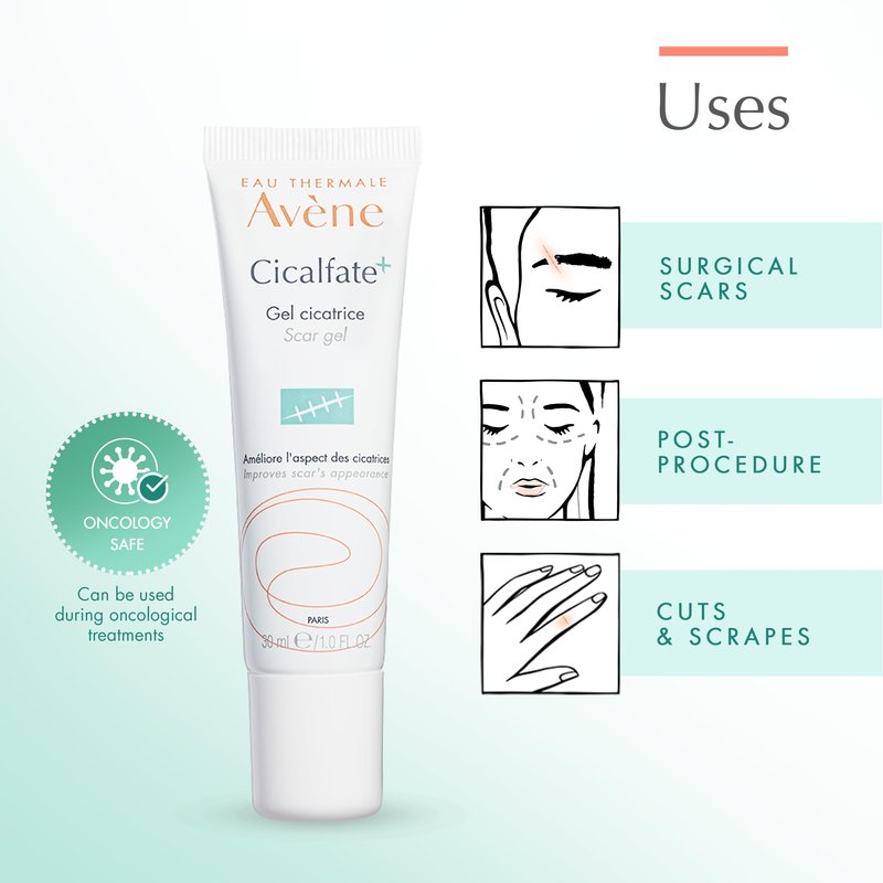 Avène Cicalfate+ Scar Gel, Silicone Massage Gel for Superficial & Dermatological Scars, 1 Fl Oz