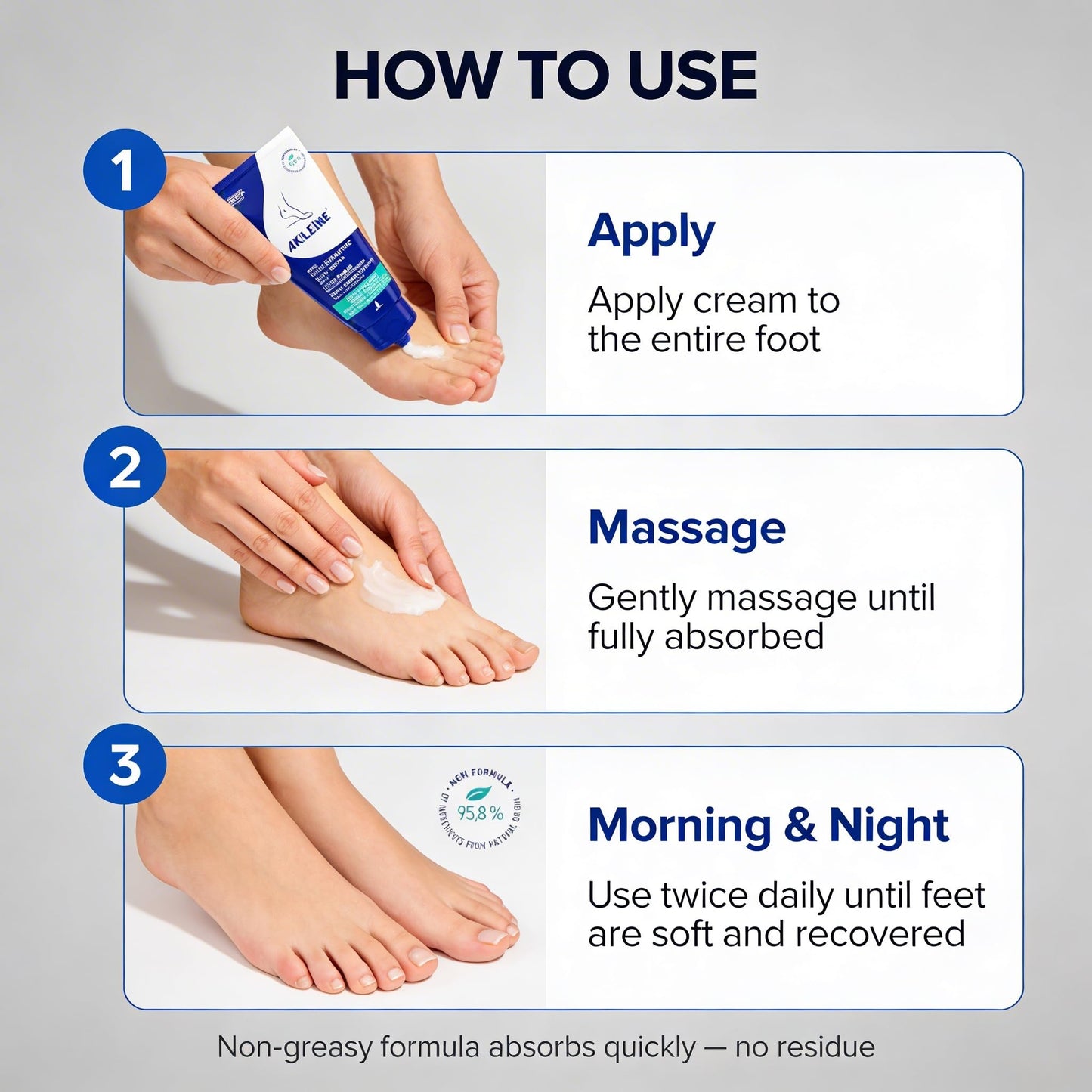 Akileine Nutri-Repair Shea Butter Foot Cream 100 ml - Deep Moisturization & Skin Repair for Dry Feet