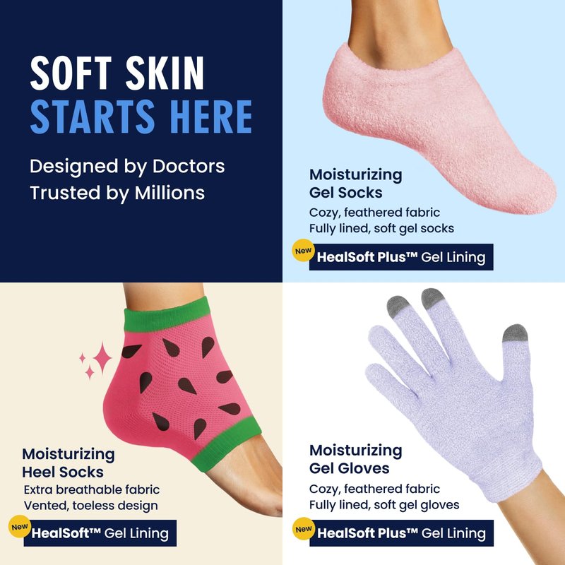 Moisturizing Heel Socks for Dry Cracked Heels Treatment - 3 Pairs Infused with Coconut Oil & Mango Butter | Summer Print