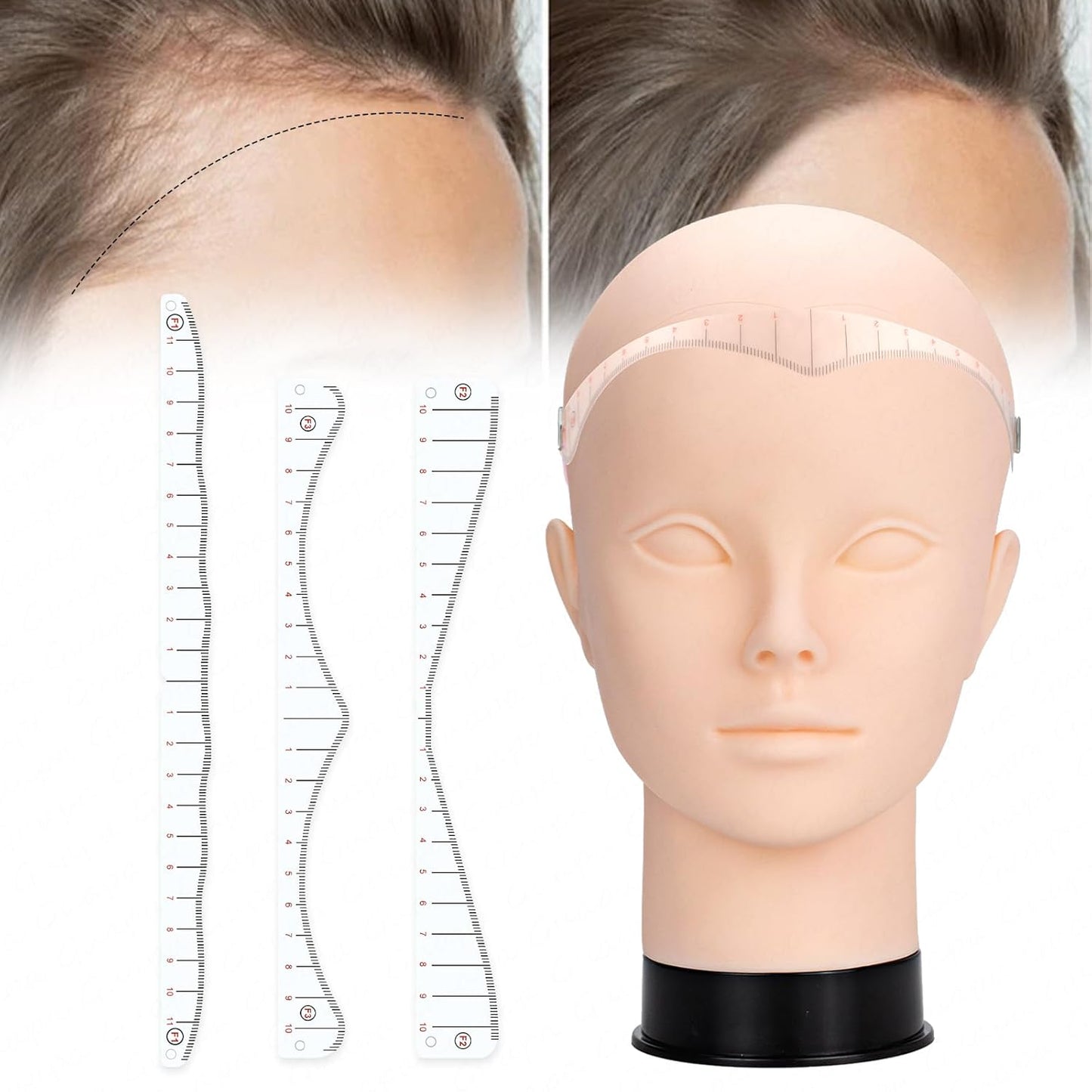 Hairline Stencil Ruler Kit - Precision Measuring Tool for Scalp Micropigmentation | Multiple Shapes for Men & Women