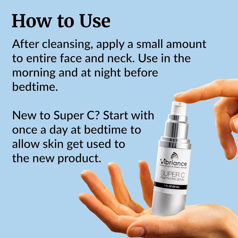 Vibriance Super C Serum - All-in-One Anti-Aging Vitamin Formula for Mature Skin | Hydrates, Firms & Smooths, 1 fl oz