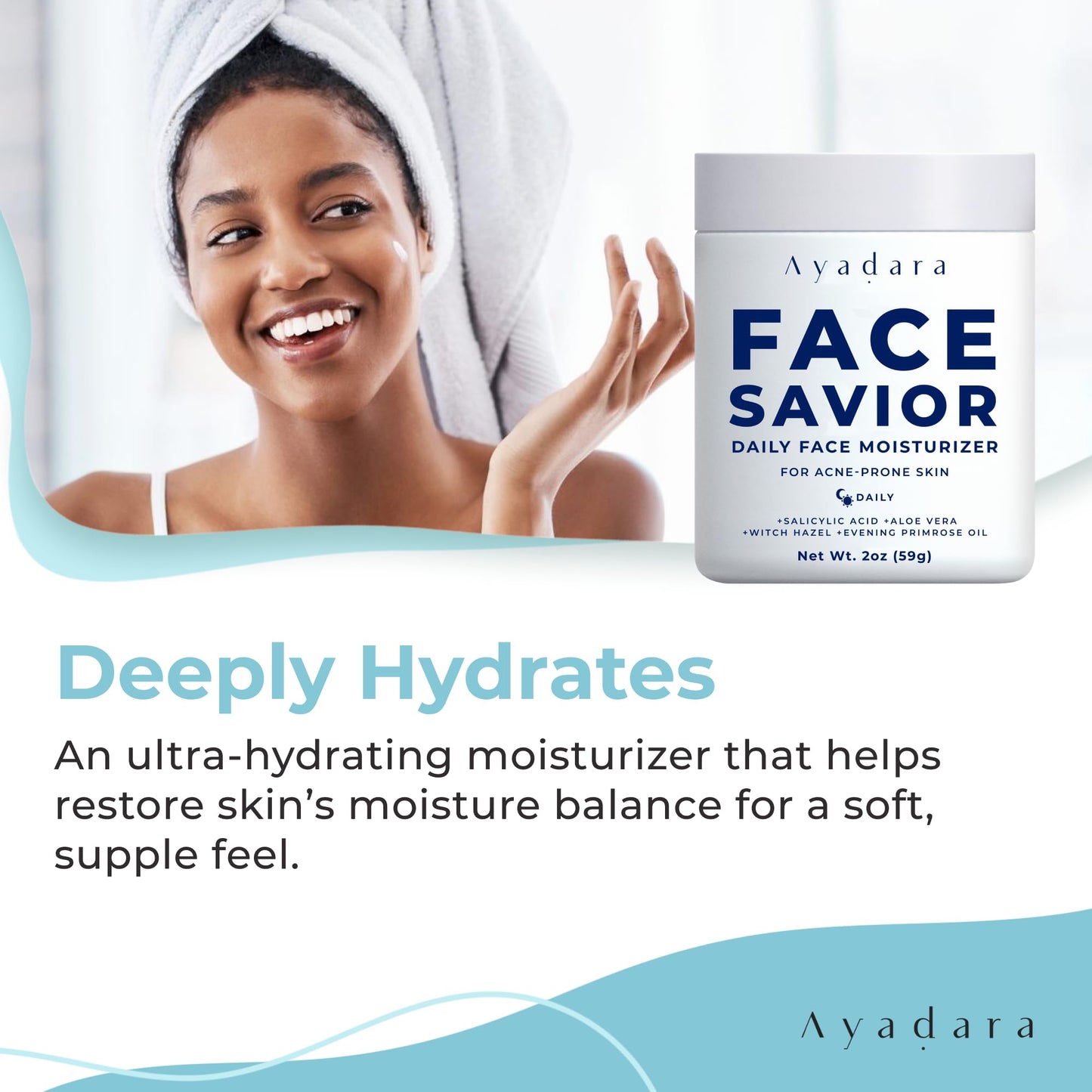Ayadara Acne Facial Moisturizer, 2 fl oz, Advanced Oil Control Face Moisturizer for Oily Skin, Hydrating Acne Cream & Anti Acne Moisturizer for Face, Powerful Skin Care Regimen for Men & Women