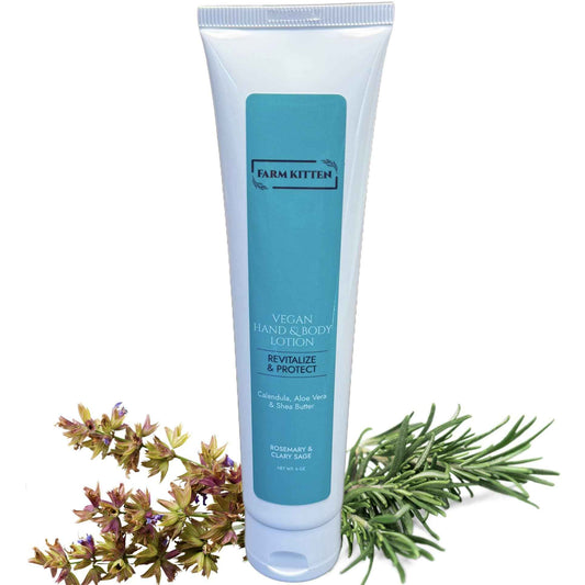 Farm Kitten Vegan Hand and Body Lotion infused with Rosemary and Clary Sage essential oils