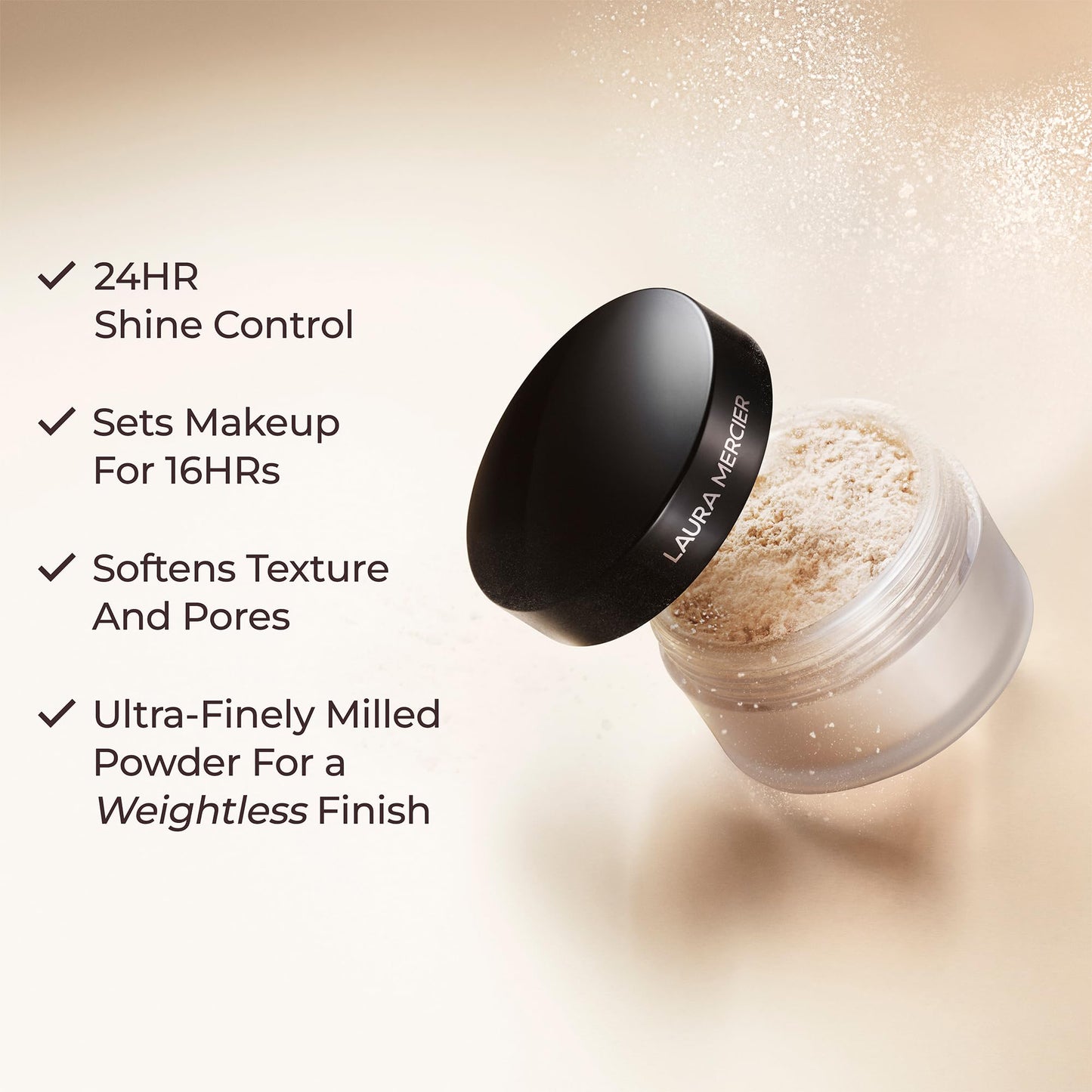 Laura Mercier Translucent Loose Setting Powder, 24HR Shine Control, Infused with Vitamins C + E, Soft Matte Finish, Normal to Oily Skin, 4 Shades for Virtually All Skin Tones, Holiday Gift Set