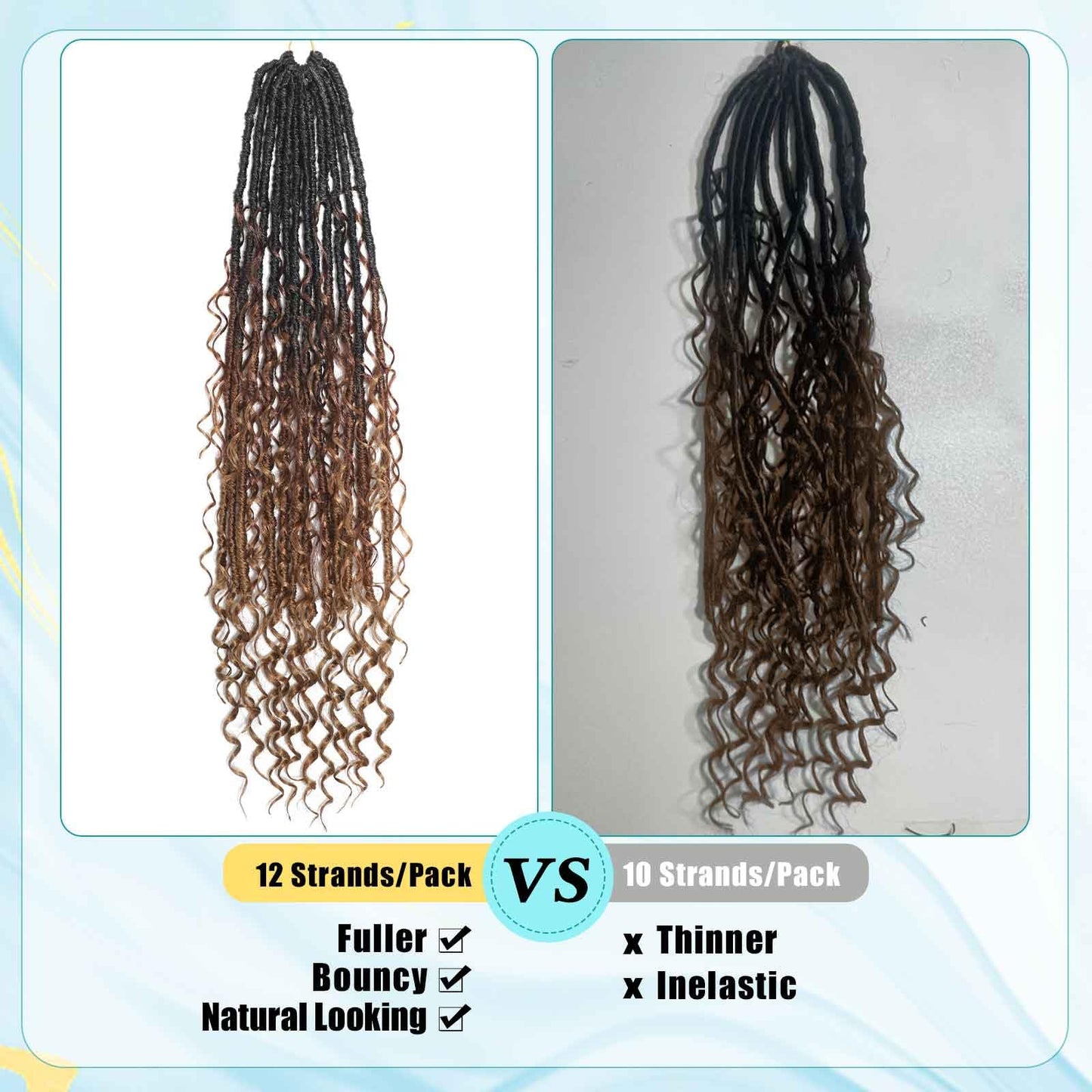 30 inch Boho Soft Locs Crochet Hair 8 Packs Boho Faux Locs Crochet Hair Pre-looped Goddess Locs Hair with Curly Ends Bohemian River Locs for Black Women (1B/30/27#）