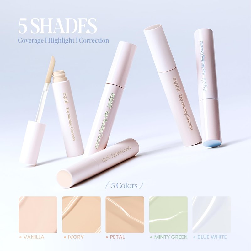 Espoir Easy Blending Concealer #3 Petal | Seamless Coverage & Natural Shades for Daily Use, Easy-to-Blend, Soft Texture, Long and Pointed Tip for Precise Application, Korean Makeup, 0.35 oz.