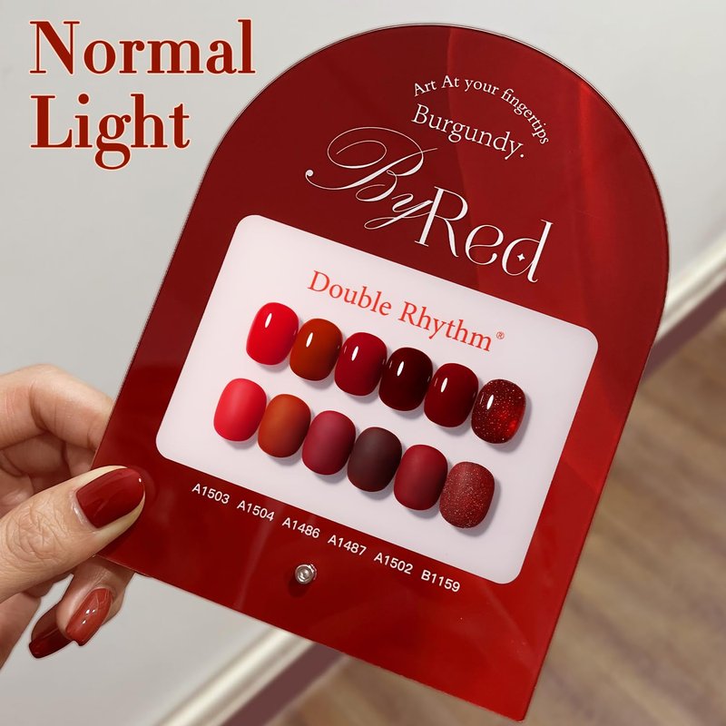 Gel Polish Set - 6 Pcs 15 ML Soak Off Gel for Nail Art | Glitter Burgundy & Dark Cherry Red