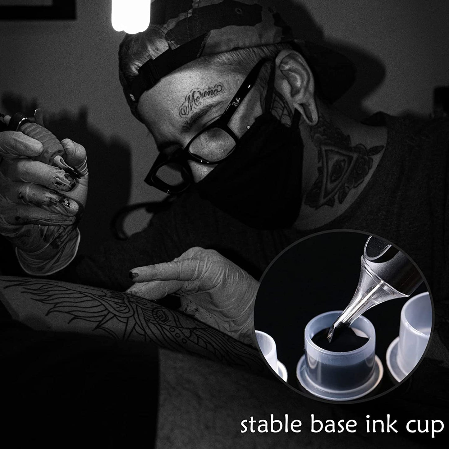 Tattoo Ink Caps - Yuelong 1000Pcs Disposable Microblading Makeup Tattoo Ink Cups With Base, Pigment Ink Caps Sizes 17mm Large for Tattoo Ink Tattoo Kits Tattoo Supplies (17MM-1000PCS)