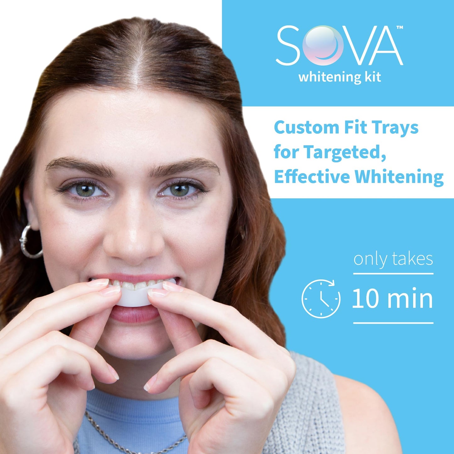 SOVA White - Teeth Whitening Kit - Includes 2 Custom-Fit Trays, 5 Whitening Gel Applicators & Protective Case - Peroxide for Extreme Whitening - BPA, Latex, Phthalates & PVC Free