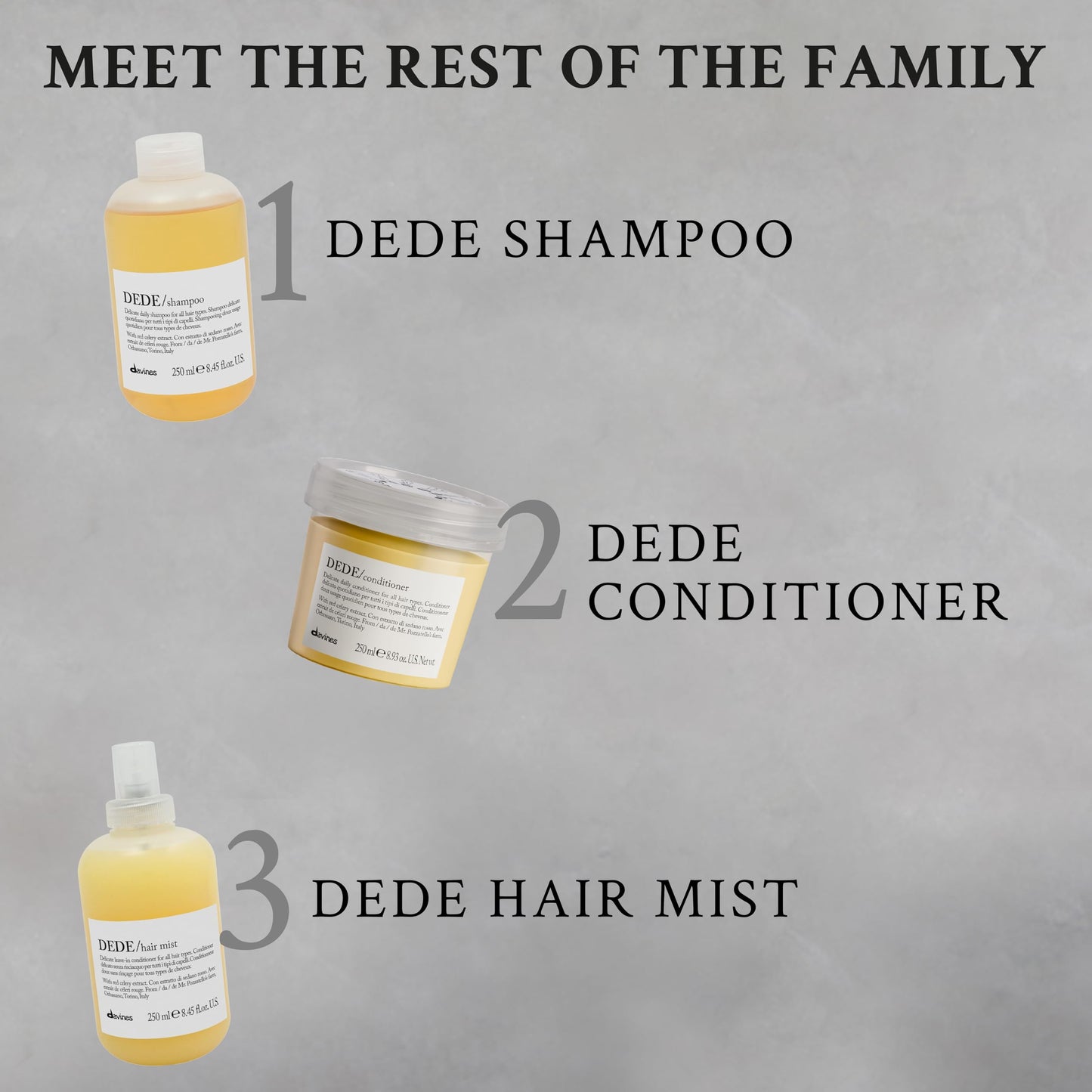 Davines DEDE Conditioner, Daily Lightweight Moisturizing Formula for Medium Fine & Fine Hair - Gentle Mineral-Rich Detangler to Soften & Untangle with Red Celery Extract, Weightless, 8.45 Fl Oz