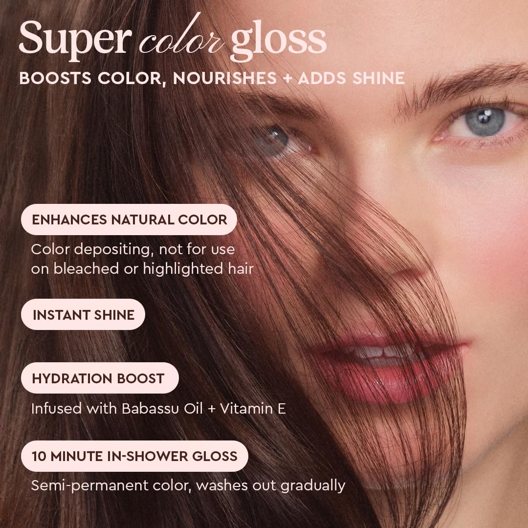 Glaze Supergloss Color Conditioning Gloss – Hydrating Semi-Permanent Color Hair Gloss & Shine Boost – For Natural Medium to Dark Brown Hair – 6.4 Fl Oz - Blazing Brown