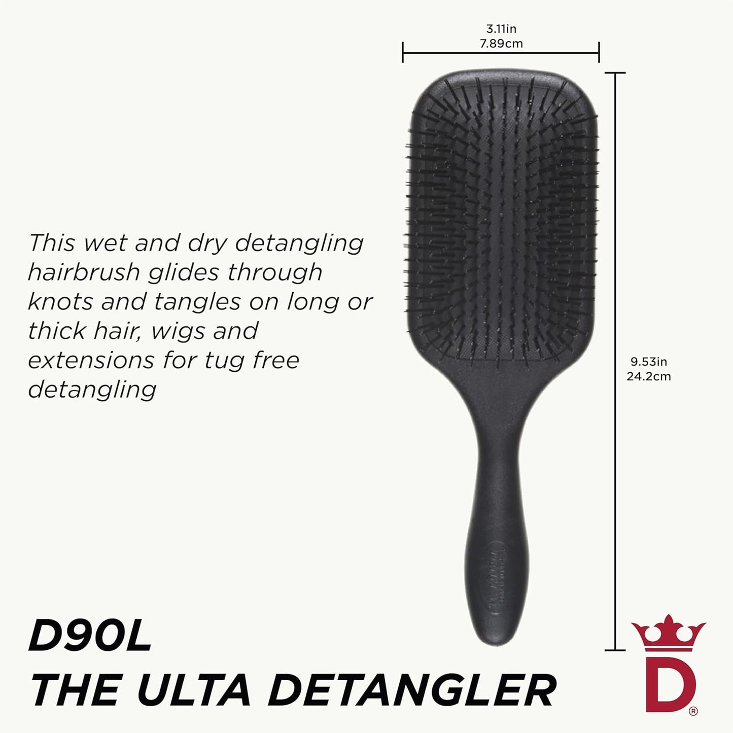 Denman D90L Tangle Tamer Ultra Brush - Effortless Detangling for All Hair Types