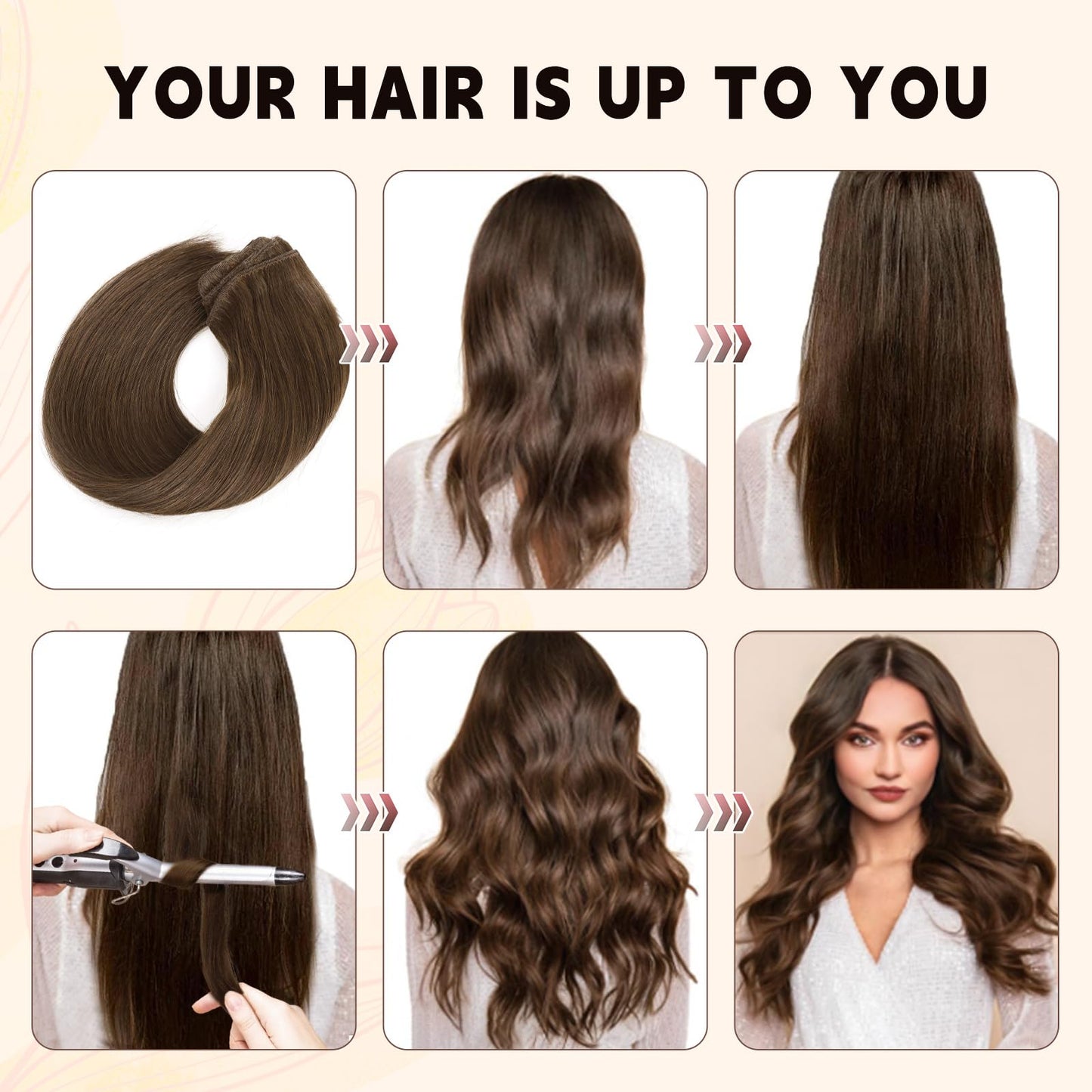 Sassina Clip in Remy Hair Extensions Real Human Hair 14 Inch Straight Clip in Human Hair Extensions Medium Brown Double Weft Clip ins Extensions 8 Pcs 90 Grams #4