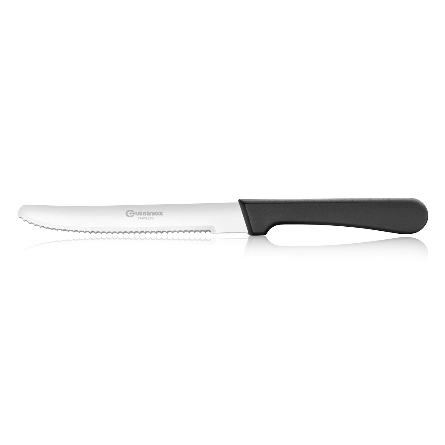 Cuisinox STK-44 Steak Knife Set of 4 Black Polypropylene Handle, with Rounded Tip, Stainless Steel, 9 inches in total length