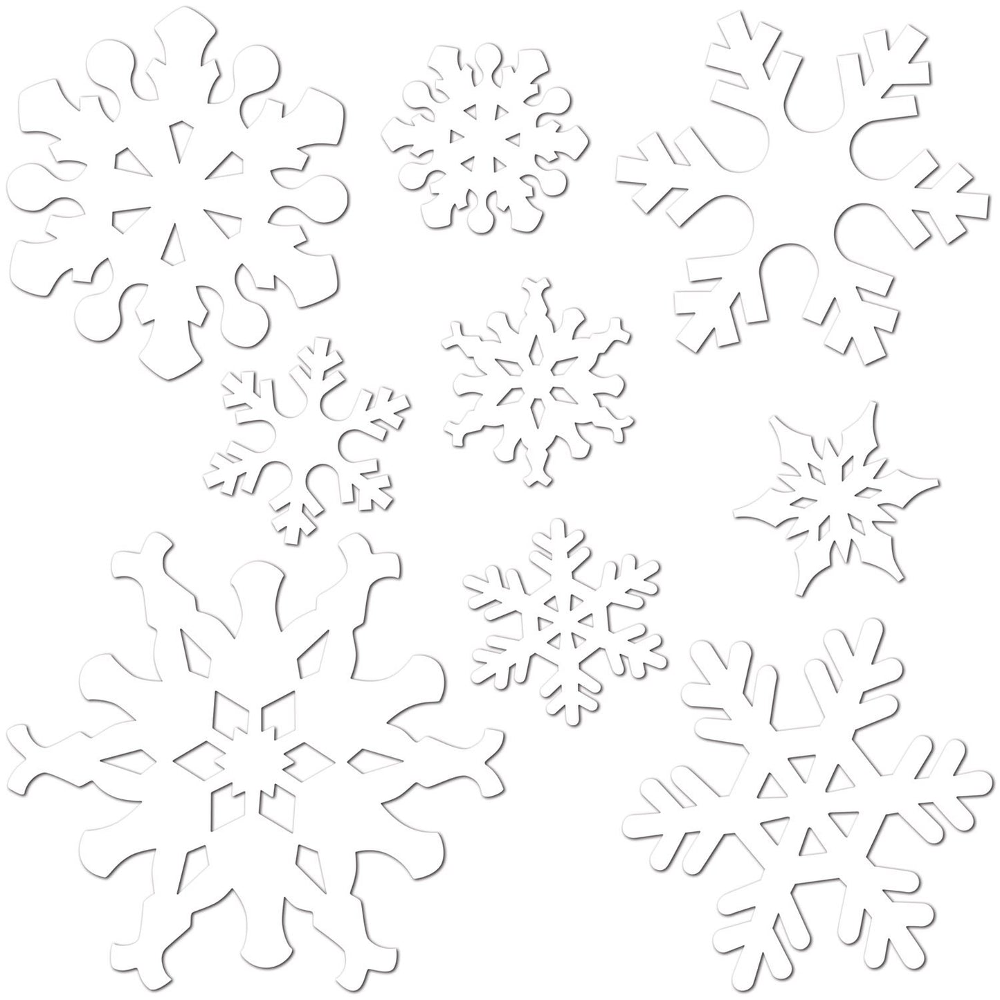 Beistle 9-Pack Snowflake Cutouts for Parties, Assorted, white, "5""-12""" (22866)