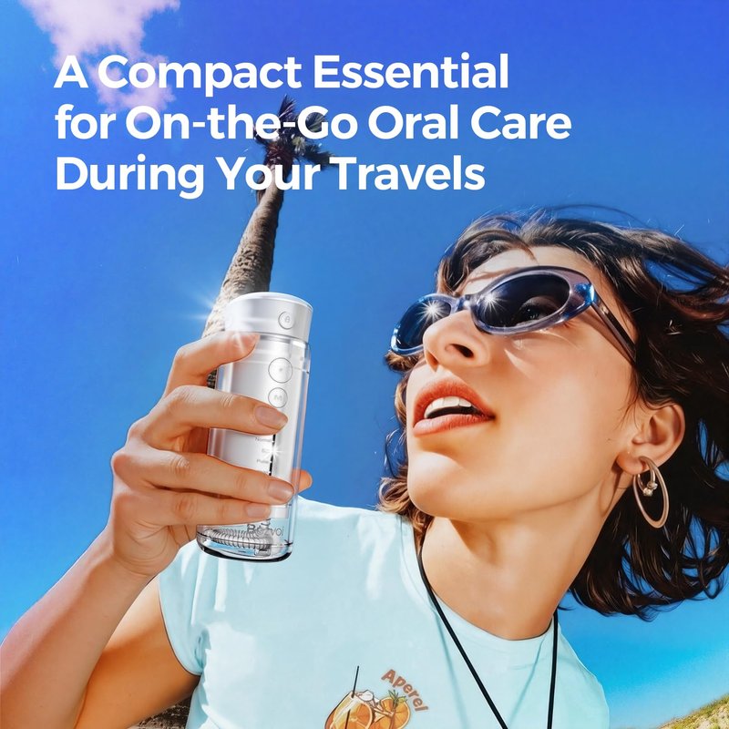 Bezvoi Water Flosser Mini Cordless Portable: 5 Modes Travel Water Dental Floss with Telescopic Water Tank, IPX7 Waterproof Oral Irrigator for Teeth Cleaning Gums,Orthodontic,Braces Care (White)